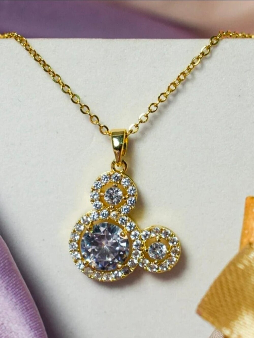 $8 Each Or Bundle 5/$20 Gold Crystal Mickey-Style Pendant Necklace